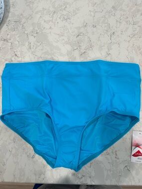 Lands' End Bright Turquoise High-Waist Swim Bottoms